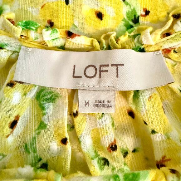 Loft Womens Med Yellow 3/4 Sleeve Top Blouse Casual Fairy Dainty Office Colorful - Picture 4 of 9